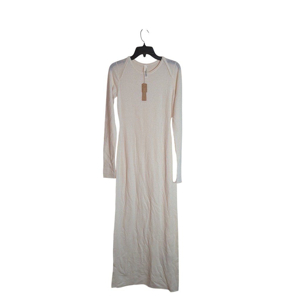 SKIMS Sheer Cashmere Long Sleeve Maxi Dress Egret Off White DS-DRS-10286W NWT M